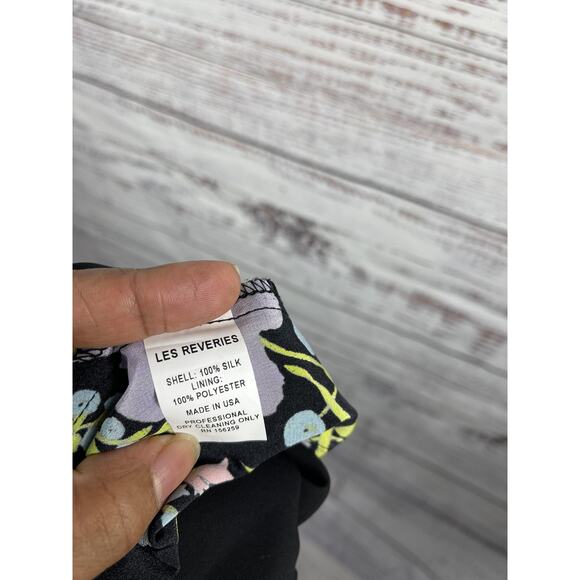 $595 Les Reveries Women's 2 Floral Maxi Silk Flutter Sleeve Made USA Elegant - Picture 4 of 12